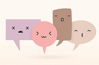 Cute speech bubble psd image, pastel flat design