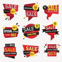 Sale badge sticker, psd shopping clipart set