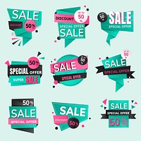 Sale badge sticker, psd shopping clipart set