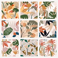 Aesthetic floral memphis seamless pattern set vector