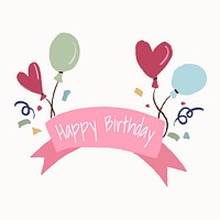 Birthday template sticker, cute banner graphic vector