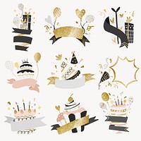 Celebration party sticker vector set