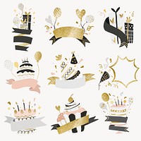 Celebration party sticker set psd