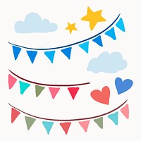 Party garland decoration sticker psd