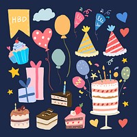 Celebration party sticker vector set