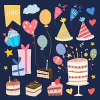 Celebration party sticker set psd