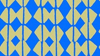 Geometric pattern desktop wallpaper, block print background in blue