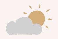 Cute sun and cloud in doodle style psd
