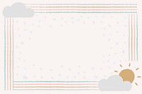 Cute frame, doodle rain border vector