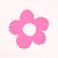 Pink flower in funky doodle style psd
