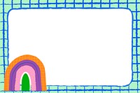 Funky rainbow frame, doodle border design vector