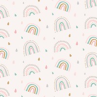 Cute doodle pattern rainbow background vector