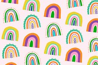 Funky doodle pattern rainbow background vector