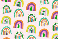 Funky doodle pattern, rainbow background