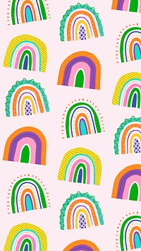 Funky doodle pattern, rainbow mobile wallpaper, iPhone background