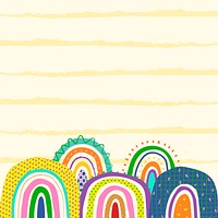 Rainbow background, funky doodle vector