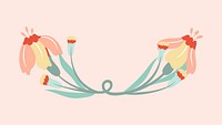 Flower divider, colorful cute sticker psd illustration