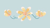 Flower divider, yellow cute sticker psd illustration