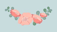 Flower divider, pink cute sticker psd illustration