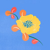 Yellow flower, spring clipart vector illustration