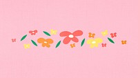 Flower divider, pink cute sticker psd illustration