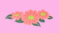 Flower divider, pink cute sticker psd illustration