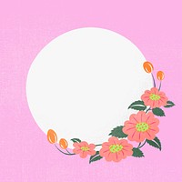 Pink flower frame, vector, flat design illustration