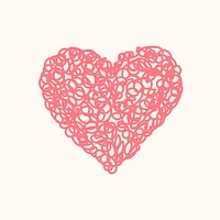Heart icon, pink doodle element graphic vector