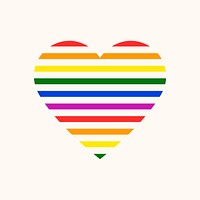 Colorful stripes heart, LGBT pride month icon psd