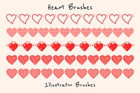 Cute heart illustrator brush, love pattern vector add-on set