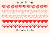 Cute heart illustrator brush, love pattern vector add-on set