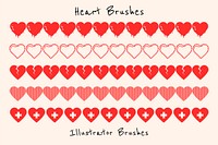 Heart pattern illustrator brush vector add-on set