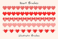 Cute heart illustrator brush, love pattern vector add-on set