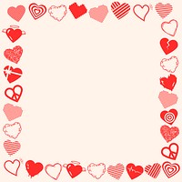 Valentines day frame vector, cute heart border design