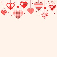 Red heart border background vector, love graphic image