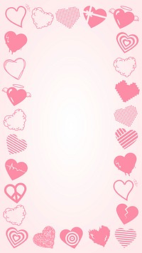 Cute heart frame psd, pink border design