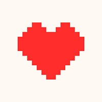 Pixel heart icon, red love style vector