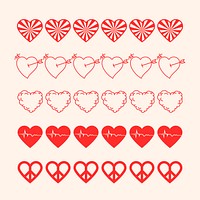 Cute heart illustrator brush, love pattern vector add-on set