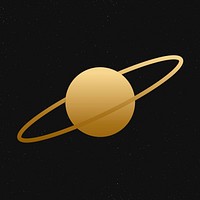 Galaxy saturn sticker, gold aesthetic planet art psd