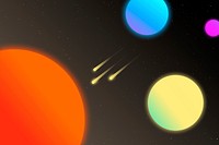 Colorful galaxy background, neon glow planet with gradient design