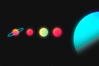 Solar system background, colorful neon glow gradient design psd