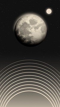 Space moon mobile wallpaper, beautiful galaxy illustration vector