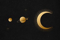 Gold space background, beautiful astronomy illustration psd