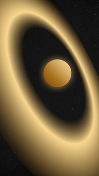 Galaxy saturn mobile wallpaper, gradient gold background vector