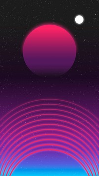 Retro futuristic mobile wallpaper, pink neon gradient background