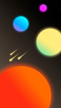 Solar system phone wallpaper, colorful neon glow gradient design vector