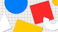 Abstract memphis desktop wallpaper, colorful geometric shapes psd