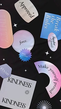 Aesthetic phone wallpaper, empowerment typography holographic psd background