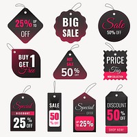 Sale badge sticker, psd shopping clipart set