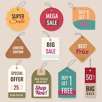 Sale badge sticker, psd shopping clipart set